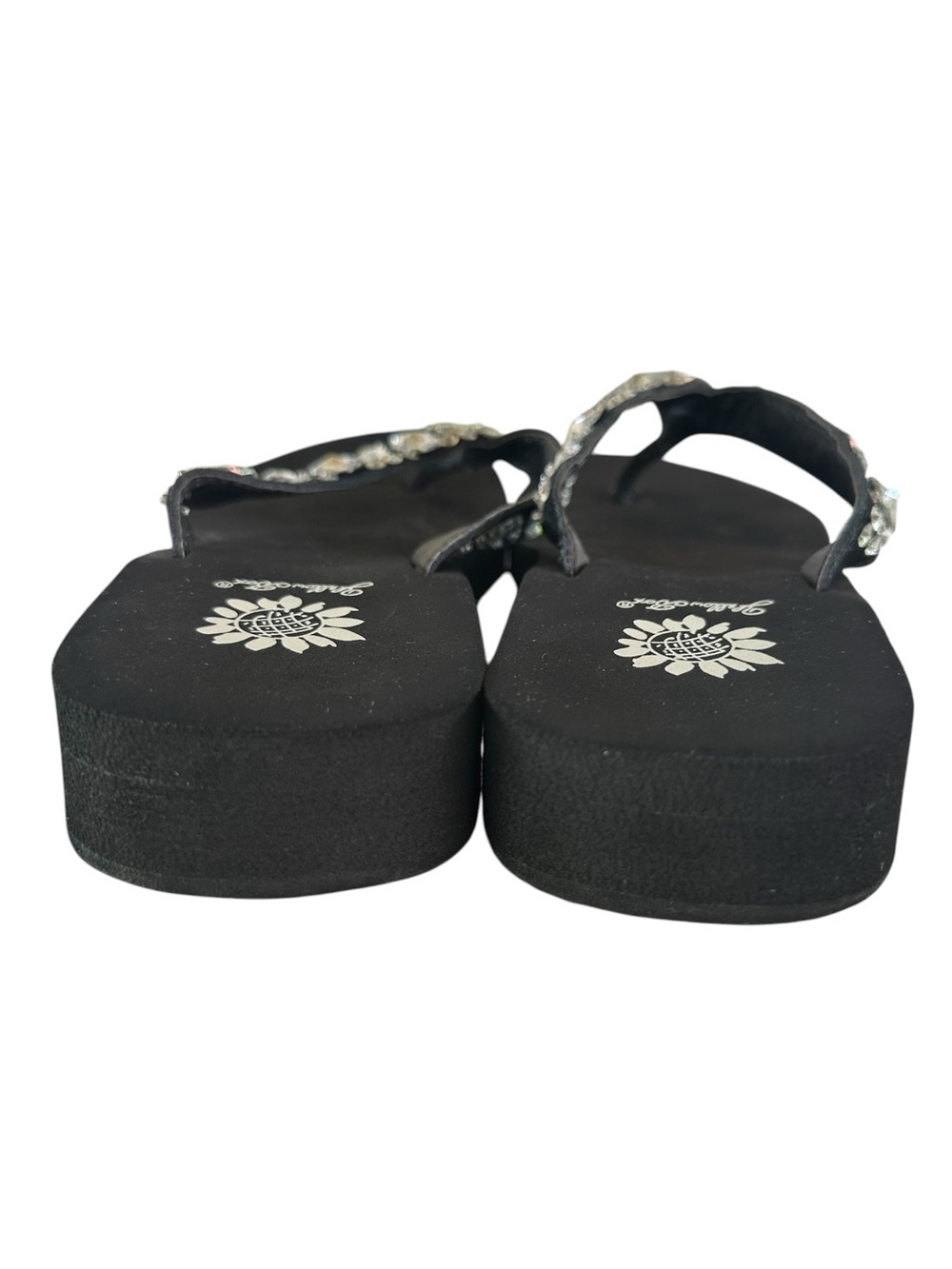 Yellow Box Women’s Black Jeweled Platform Thong Flip Flop Sandals - Picture 5 of 7